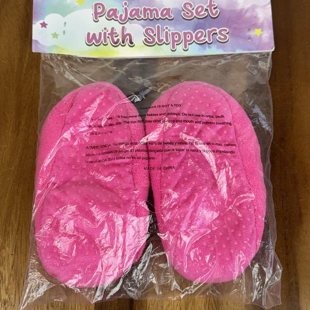 New Little Kids BMagical By‎ Btween Pink Rainbow Fuzzy Lined Slippers Size 4 C